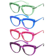 eyekeeper.com 4 Pack Rhinestone Half Moon Reading Glasses R2018 Eyeglasses