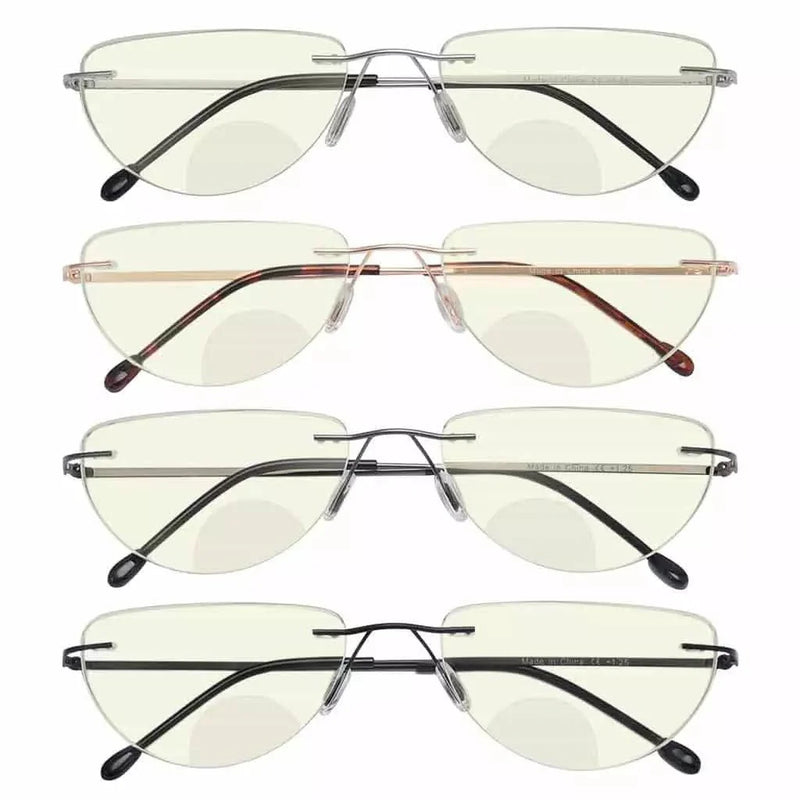 eyekeeper.com 4 Pack Rimless Blue Light Filter Bifocal Readers BRL2UV Eyeglasses