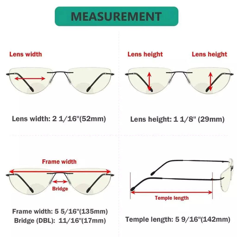 eyekeeper.com 4 Pack Rimless Blue Light Filter Bifocal Readers BRL2UV Eyeglasses