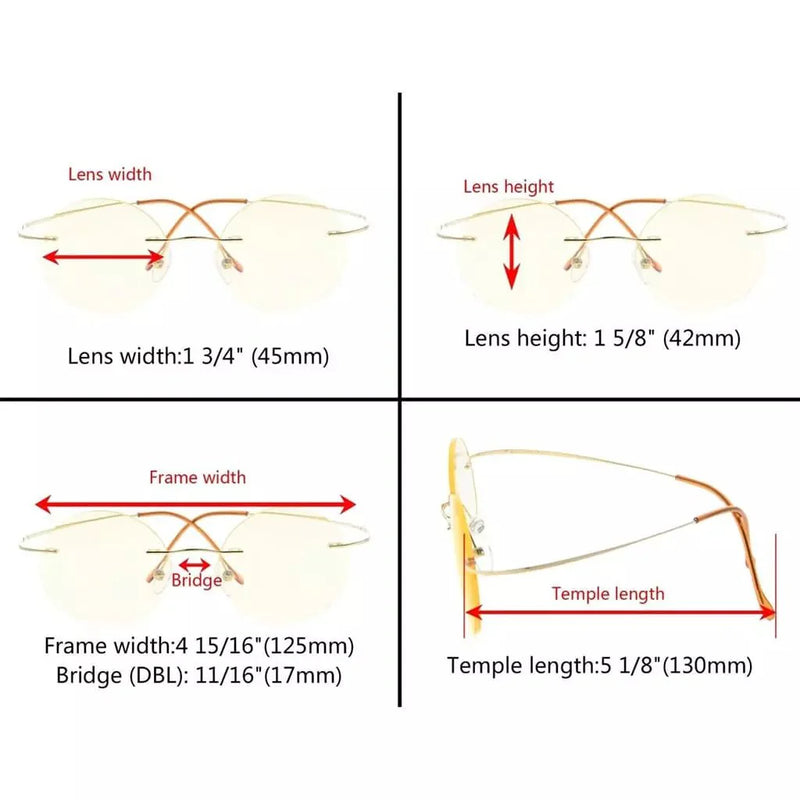 eyekeeper.com 4 Pack Rimless Blue Light Filter Reading Glasses CG15026 Eyeglasses