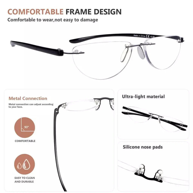 eyekeeper.com 4 Pack Rimless Reading Glasses Half Moon Readers R2202 Eyeglasses