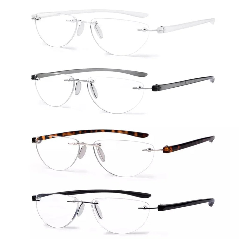 eyekeeper.com 4 Pack Rimless Reading Glasses Half Moon Readers R2202 Eyeglasses