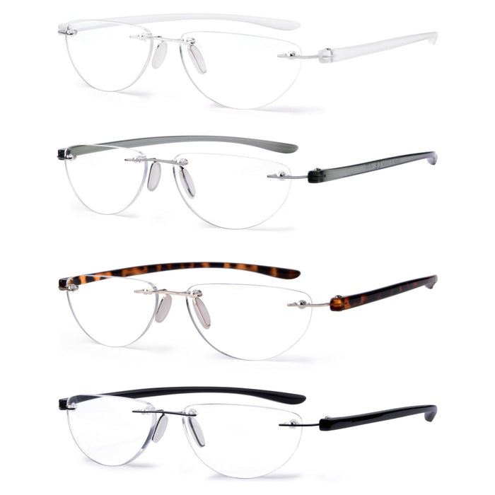 Eyekeeper - 4 Pack Rimless Reading Glasses Half Moon Readers R2202