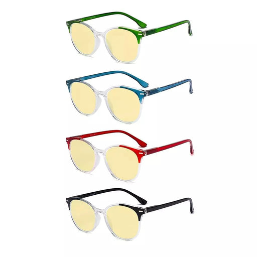 eyekeeper.com 4 Pack Round Blue Light Blocking Reading Glasses TM9002C Eyeglasses