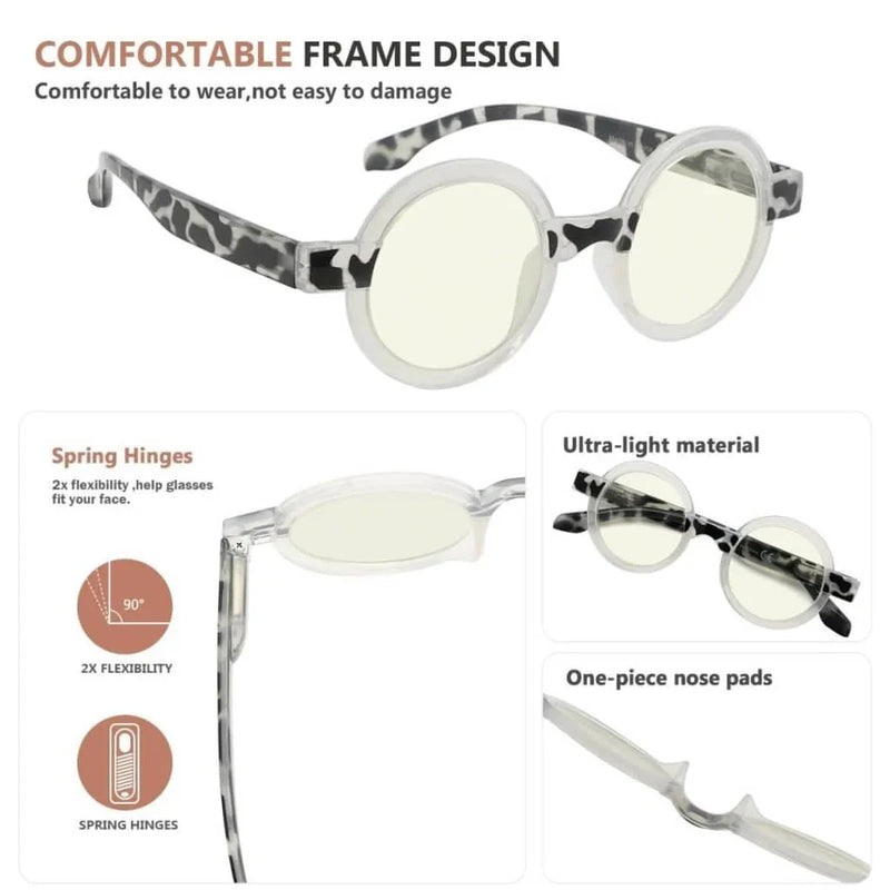 eyekeeper.com 4 Pack Round Blue Light Filter Reading Glasses UVR2007Z Eyeglasses
