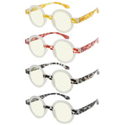 eyekeeper.com 4 Pack Round Blue Light Filter Reading Glasses UVR2007Z Eyeglasses