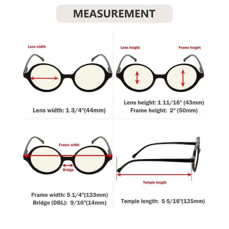 eyekeeper.com 4 Pack Round Blue Light Filter Reading Glasses UVR2025 Eyeglasses