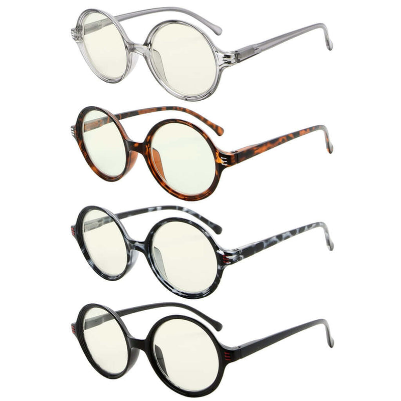eyekeeper.com 4 Pack Round Blue Light Filter Reading Glasses UVR2025 Eyeglasses