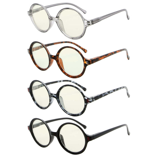 eyekeeper.com 4 Pack Round Blue Light Filter Reading Glasses UVR2025 Eyeglasses