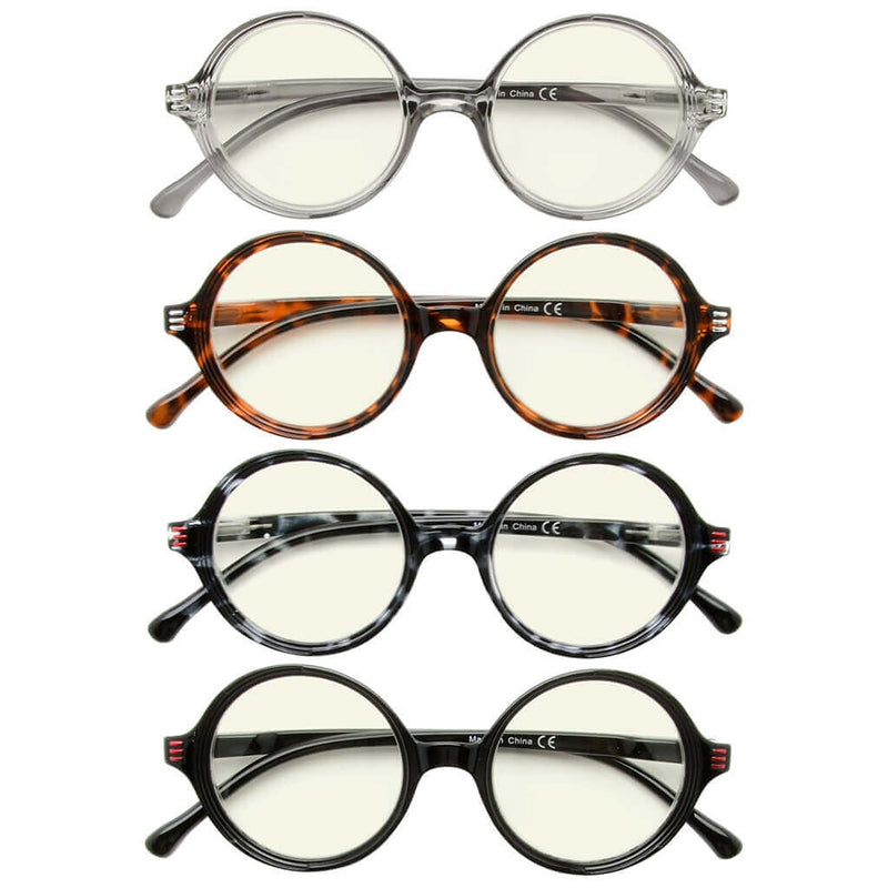 eyekeeper.com 4 Pack Round Blue Light Filter Reading Glasses UVR2025 Eyeglasses
