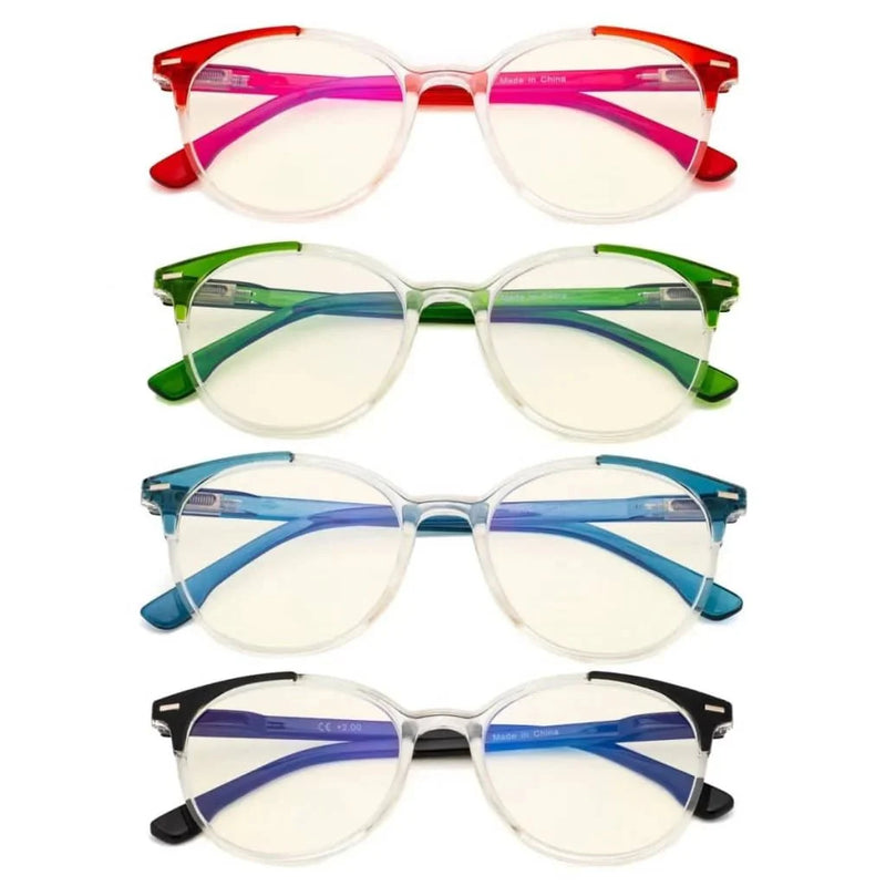 eyekeeper.com 4 Pack Round Blue Light Filterg Reading Glasses UVR9002C Eyeglasses
