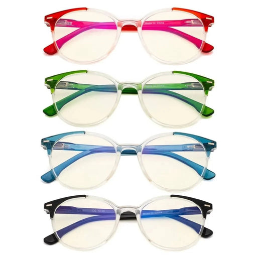 eyekeeper.com 4 Pack Round Blue Light Filterg Reading Glasses UVR9002C Eyeglasses