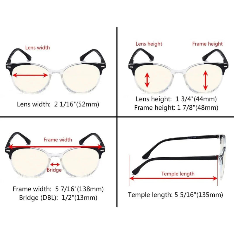 eyekeeper.com 4 Pack Round Blue Light Filterg Reading Glasses UVR9002C Eyeglasses