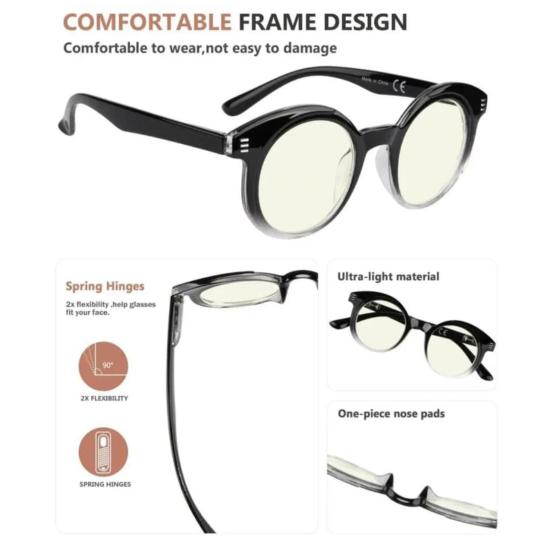 eyekeeper.com 4 Pack Round Chic Blue Light Filter Reading Glasses UVR2032 Eyeglasses