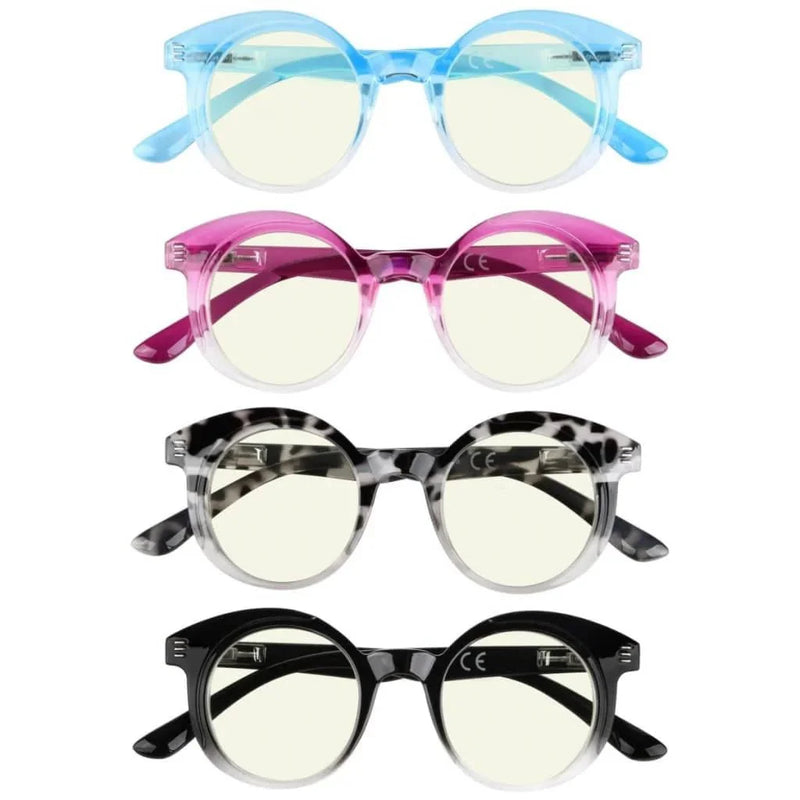 eyekeeper.com 4 Pack Round Chic Blue Light Filter Reading Glasses UVR2032 Eyeglasses