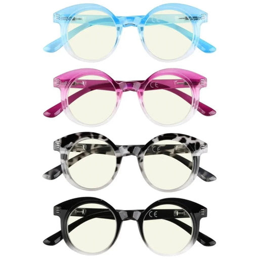 eyekeeper.com 4 Pack Round Chic Blue Light Filter Reading Glasses UVR2032 Eyeglasses