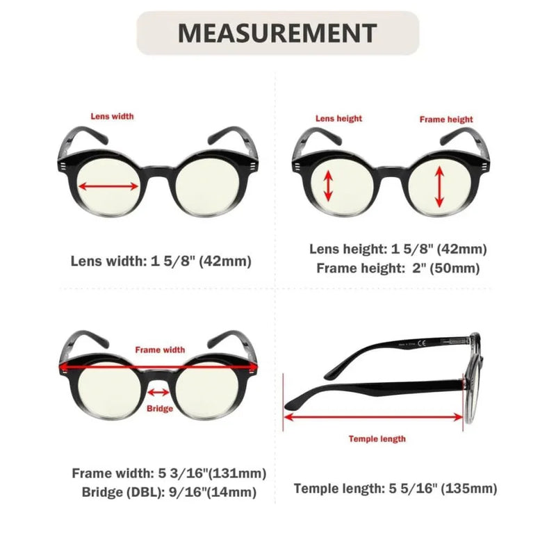 eyekeeper.com 4 Pack Round Chic Blue Light Filter Reading Glasses UVR2032 Eyeglasses