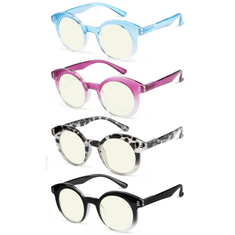 eyekeeper.com 4 Pack Round Chic Blue Light Filter Reading Glasses UVR2032 Eyeglasses