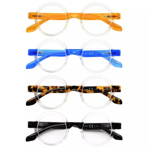 eyekeeper.com 4 Pack Round Cute Reading Glasses Vintage Stylish Readers R2007T Eyeglasses