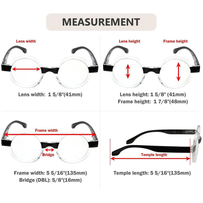 Eyekeeper.Com - 4 Pack Round Frame Reading Glasses R2007T