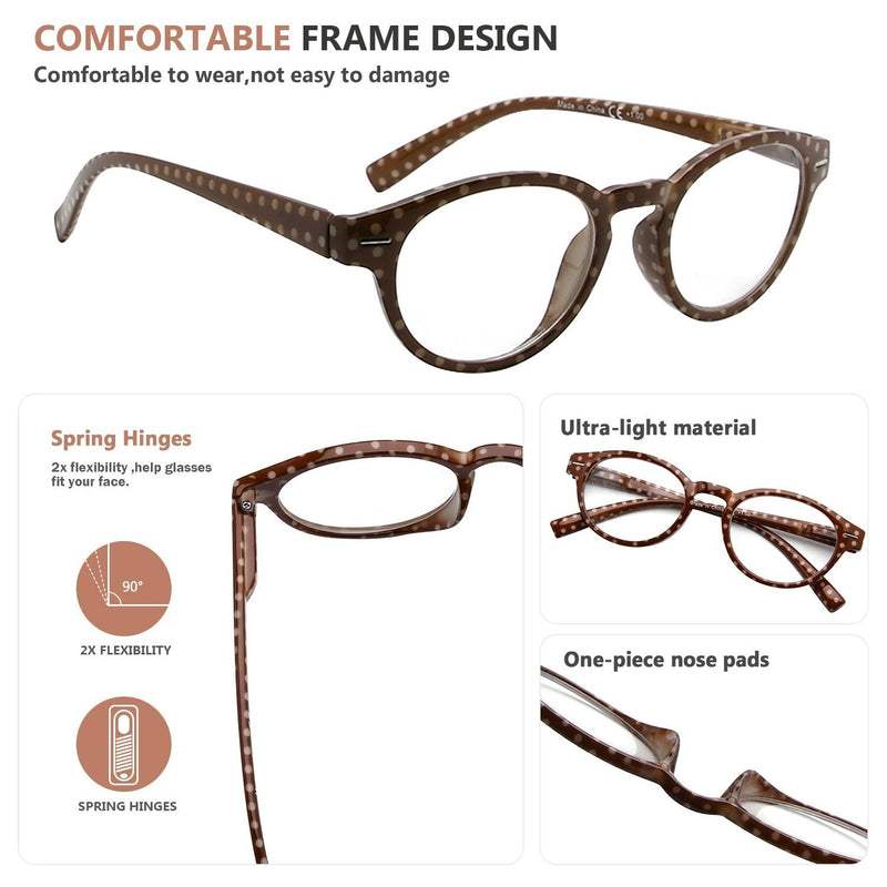 eyekeeper.com 4 Pack Oval Polka Dots Pattern Reading Glasses R091P Eyeglasses