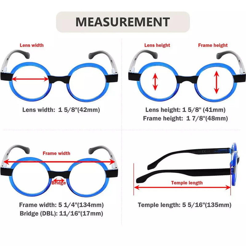eyekeeper.com 4 Pack Round Retro Design Reading Glasses Small Fun Readers R2007C Eyeglasses