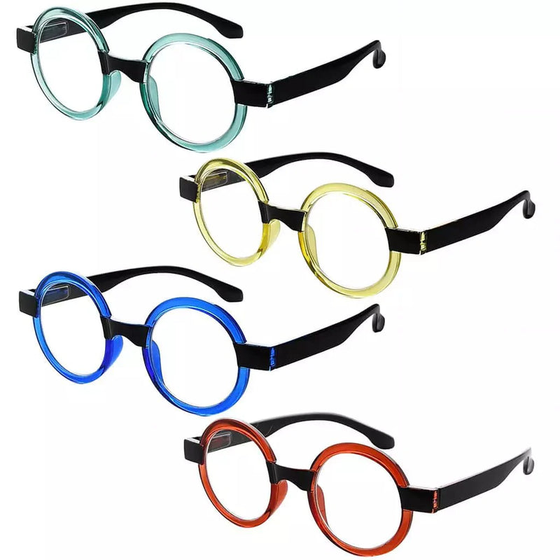 eyekeeper.com 4 Pack Round Retro Design Reading Glasses Small Fun Readers R2007C Eyeglasses