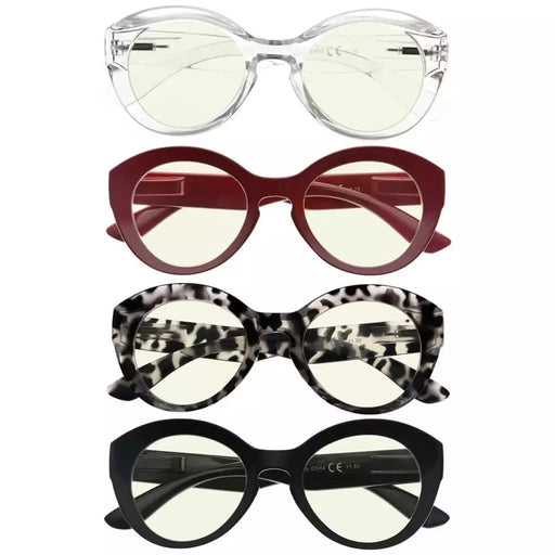 eyekeeper.com 4 Pack Round Thicker Frame Blue Light Filter Readers UV2004 Eyeglasses