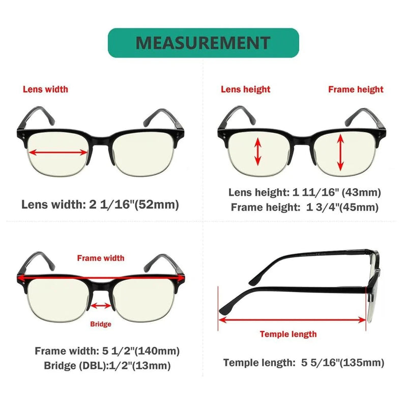 eyekeeper.com 4 Pack Semi-rim Blue Light Filter Readers UVR9114 Eyeglasses