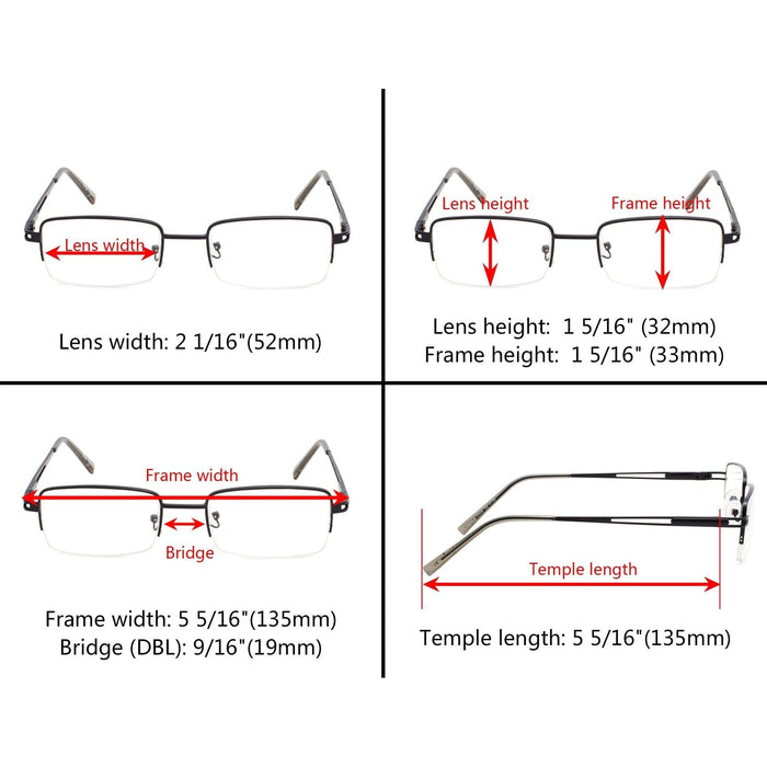 Eyekeeper - 4 Pack Semi Rim Reading Glasses R15014