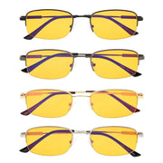 eyekeeper.com 4 Pack Semi-Rimless Metal Blue Light Blocking Readers DS1704 Eyeglasses