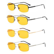 eyekeeper.com 4 Pack Semi-Rimless Metal Blue Light Blocking Readers DS1704 Eyeglasses