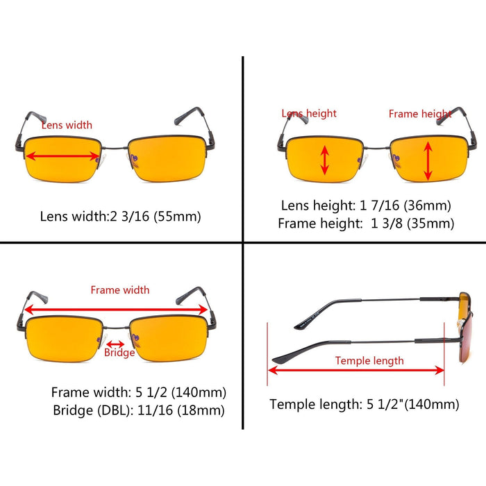 Eyekeeper - 4 Pack Half Rim Metal Blue Light Blocking Readers Ds1702