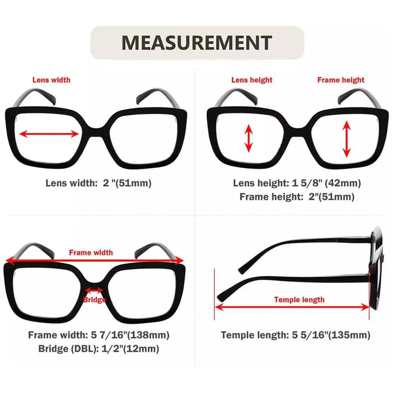 eyekeeper.com 4 Pack Reading Glasses Large Frame Square Readers R2014 Eyeglasses