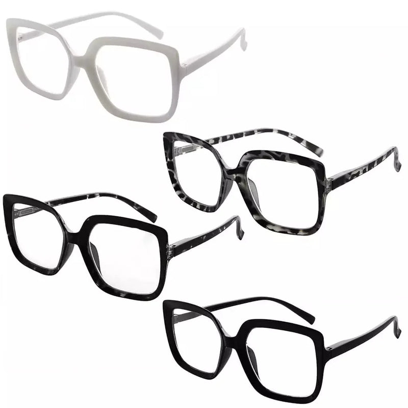 eyekeeper.com 4 Pack Reading Glasses Large Frame Square Readers R2014 Eyeglasses