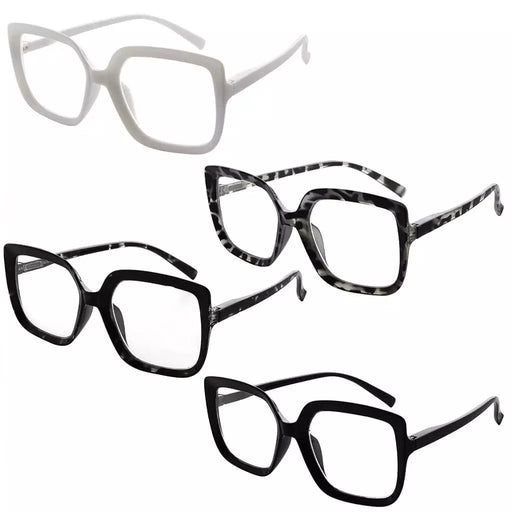 eyekeeper.com 4 Pack Reading Glasses Large Frame Square Readers R2014 Eyeglasses