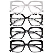eyekeeper.com 4 Pack Reading Glasses Large Frame Square Readers R2014 Eyeglasses