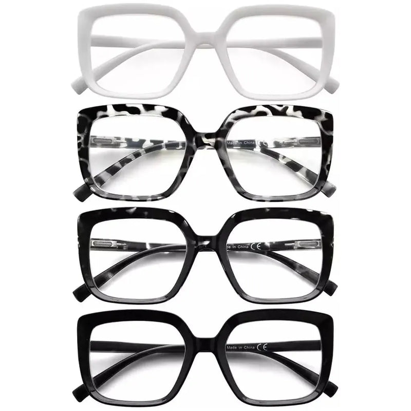 eyekeeper.com 4 Pack Reading Glasses Large Frame Square Readers R2014 Eyeglasses