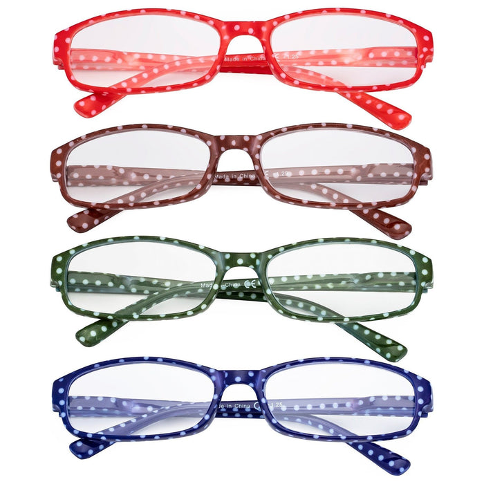 Eyekeeper - 4 Pack Small Lens Colorful Reading Glasses R908Pb