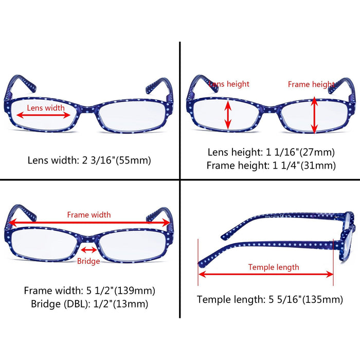 Eyekeeper - 4 Pack Small Lens Colorful Reading Glasses R908Pb