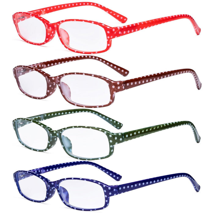 Eyekeeper - 4 Pack Small Lens Colorful Reading Glasses R908Pb