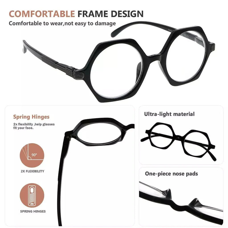 eyekeeper.com 4 Pack Small Geometric Design Reading Glasses Artistic Readers R2009 Eyeglasses