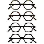 eyekeeper.com 4 Pack Small Geometric Design Reading Glasses Artistic Readers R2009 Eyeglasses