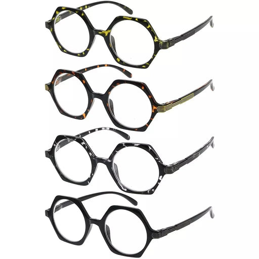 eyekeeper.com 4 Pack Small Geometric Design Reading Glasses Artistic Readers R2009 Eyeglasses