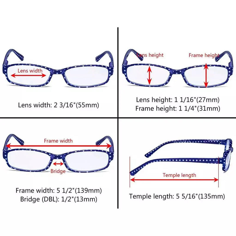 eyekeeper.com 4 Pack Small Lens Colorful Reading Glasses R908PB Eyeglasses