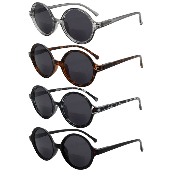 Eyekeeper - 4 Pack Round Stylish Bifocal Sunglasses For Women Sbr2025