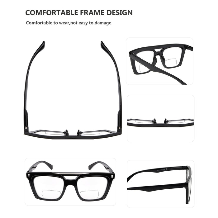 Eyekeeper  - 4 Pack Chic Square Bifocal Reading Glasses BR2034