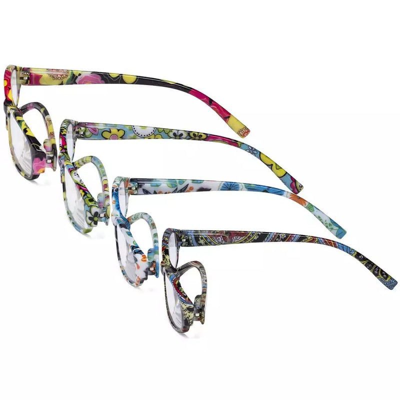 eyekeeper.com 4 Pack Small Reading Glasses Funky Floral Pattern Readers R9104F Eyeglasses
