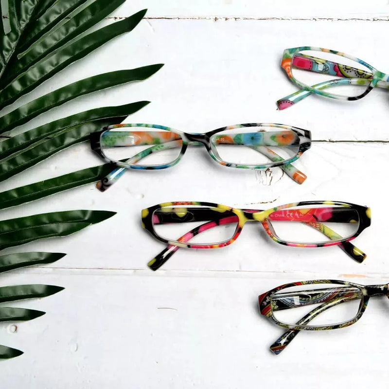 eyekeeper.com 4 Pack Small Reading Glasses Funky Floral Pattern Readers R9104F Eyeglasses