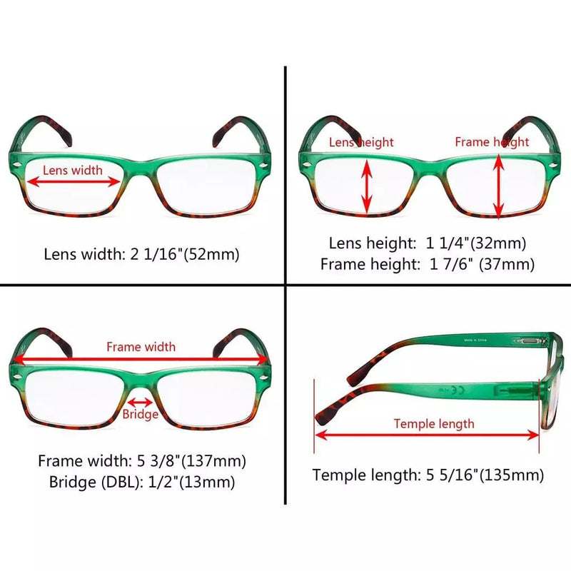 eyekeeper.com 4 Pack Small Rectangle Reading Glasses Stylish Readers R108D Eyeglasses